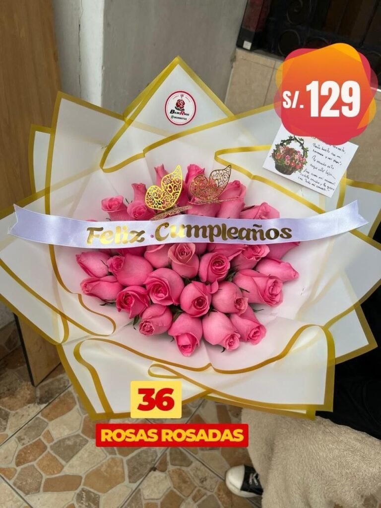 ramo de rosas rosadas para cumpleaños
