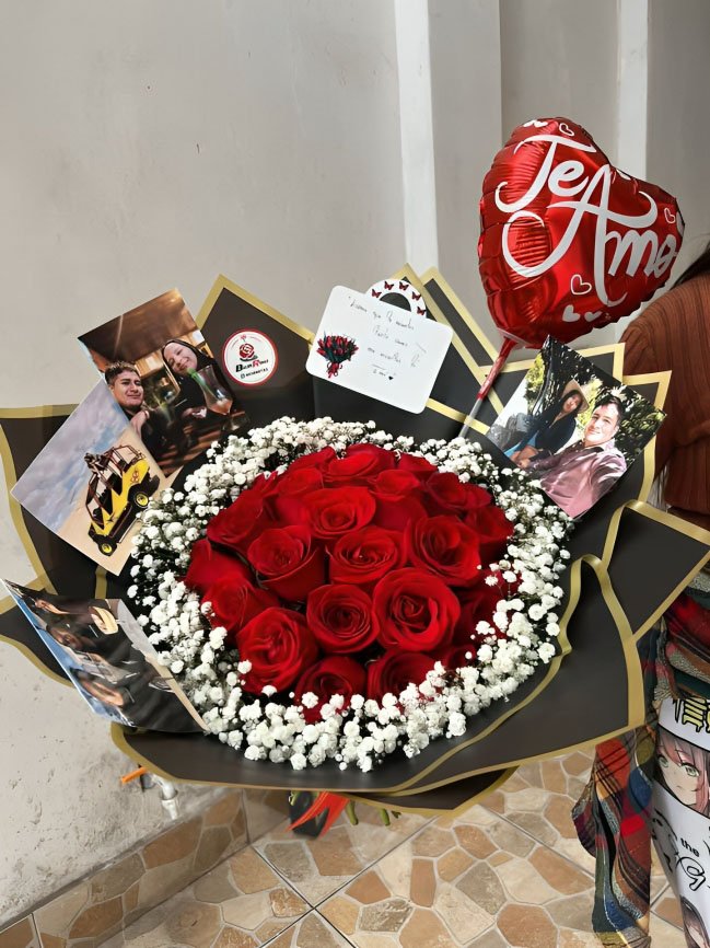 ramo de rosas con fotos