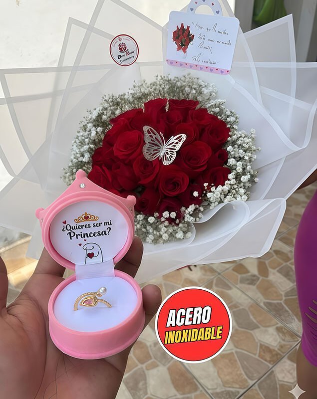 ramo anillo tulipan - ramo de rosas mas anillo