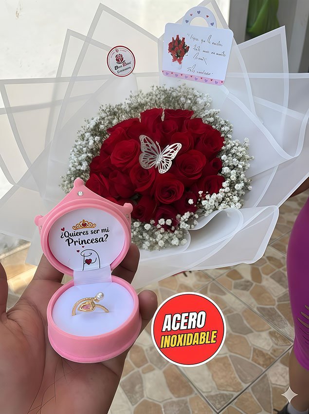 ramo anillo tulipan - ramo de rosas mas anillo